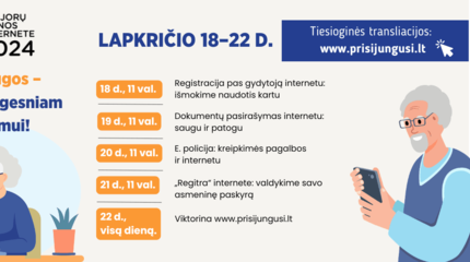 Kviečiame dalyvauti akcijos „Senjorų dienos internete“ renginiuose