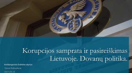 Mokymai „Korupcijos samprata ir pasireiškimas Lietuvoje. Dovanų politika“