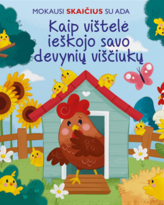 Mokausi skaičius su Ada. Kaip vištelė ieškojo savo devynių viščiukų